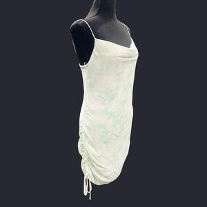 Green Tie-Dye Ruched Mini Dress